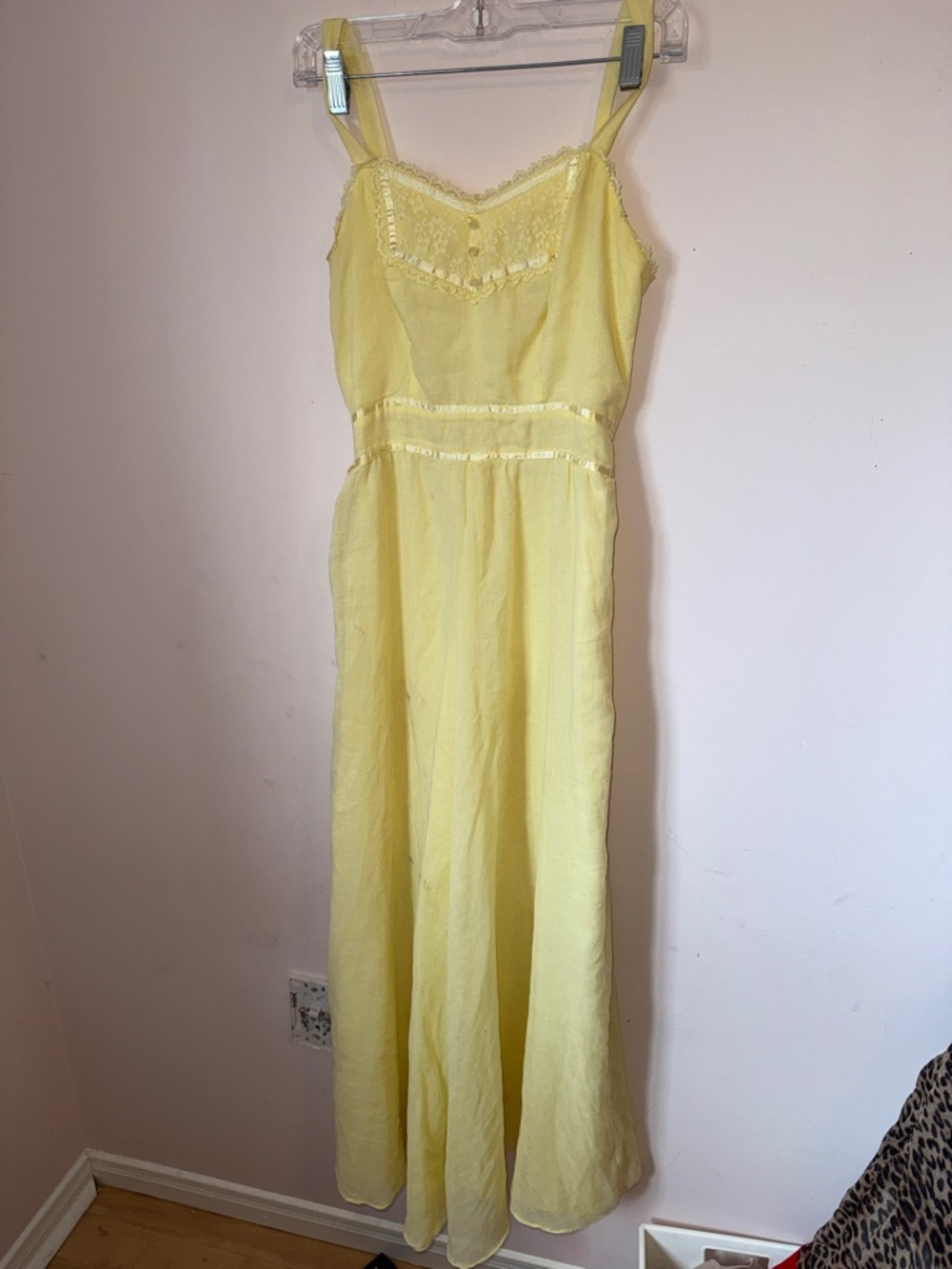 Vintage Yellow Spaghetti Strap Maxi Dress - Picture 4 of 6